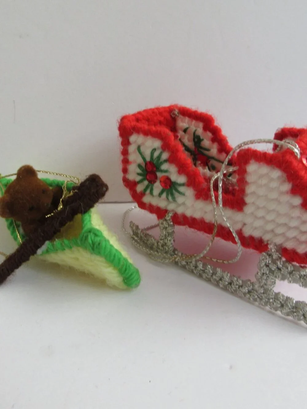 31 Plastic Canvas Handmade 3D Needlepoint Christmas Ornaments 1